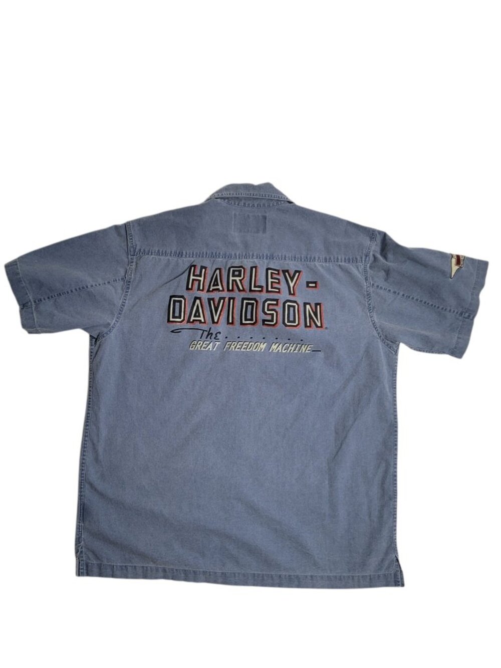 Vintage Y2K Harley Davidson Motorcycles Button Up Shirt Patches Embroidered Sz M